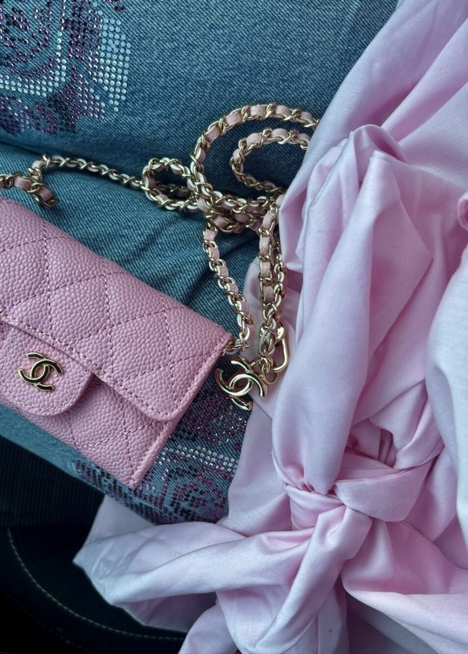 Pink Quilted Leather Chain Crossbody Wallet Mini Handbag Luxury Designer Style - Picture 3 of 3